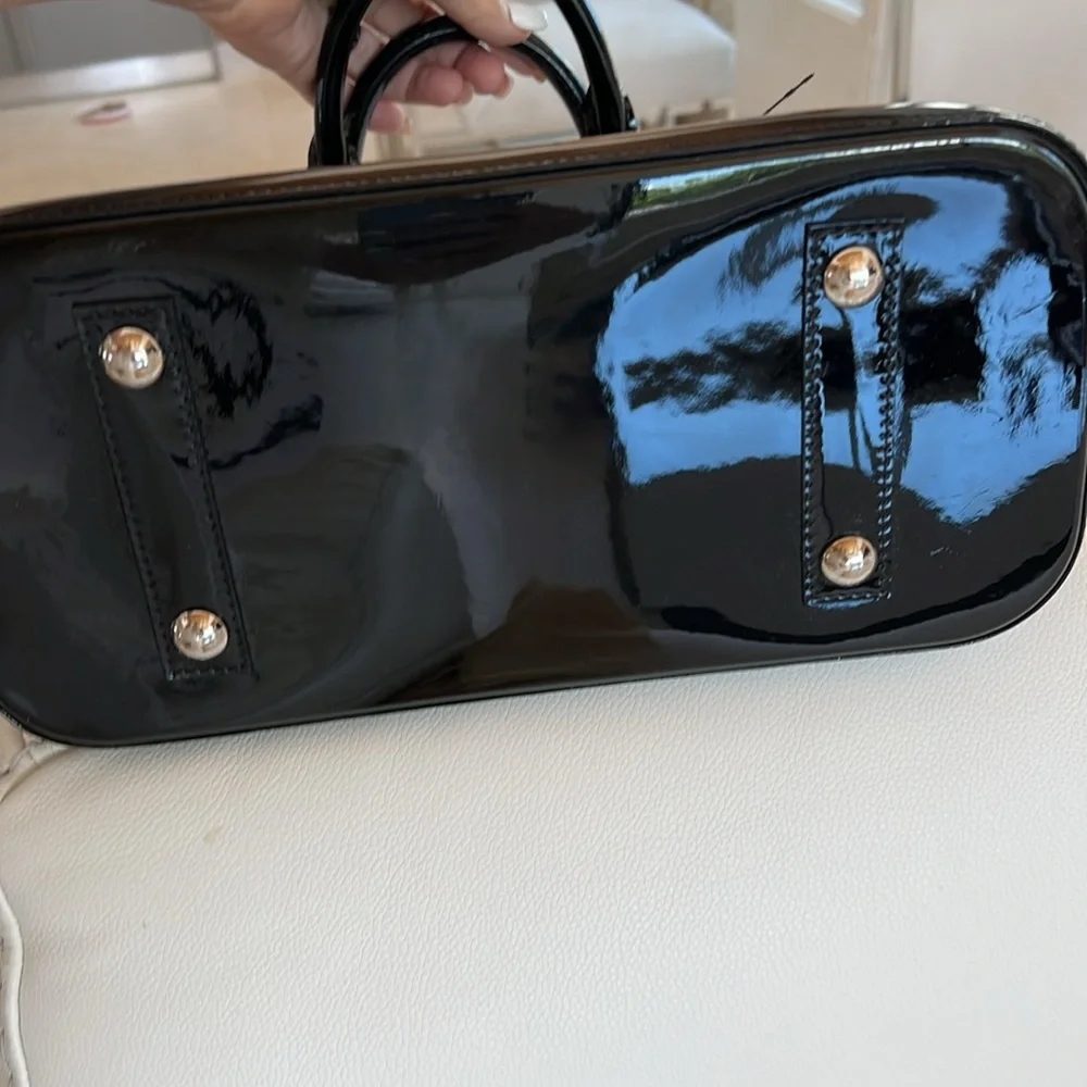 authentic $2850 Louis Vuitton Epi Electric Alma PM Satchel black patent leather